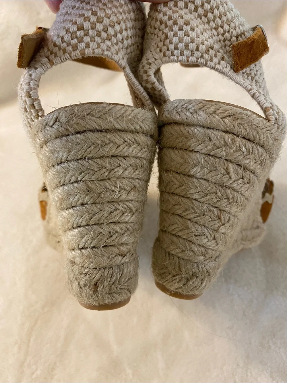 Paseart Camel Suede Wedge Heel Ankle Strap Euro Summer Espadrilles 7